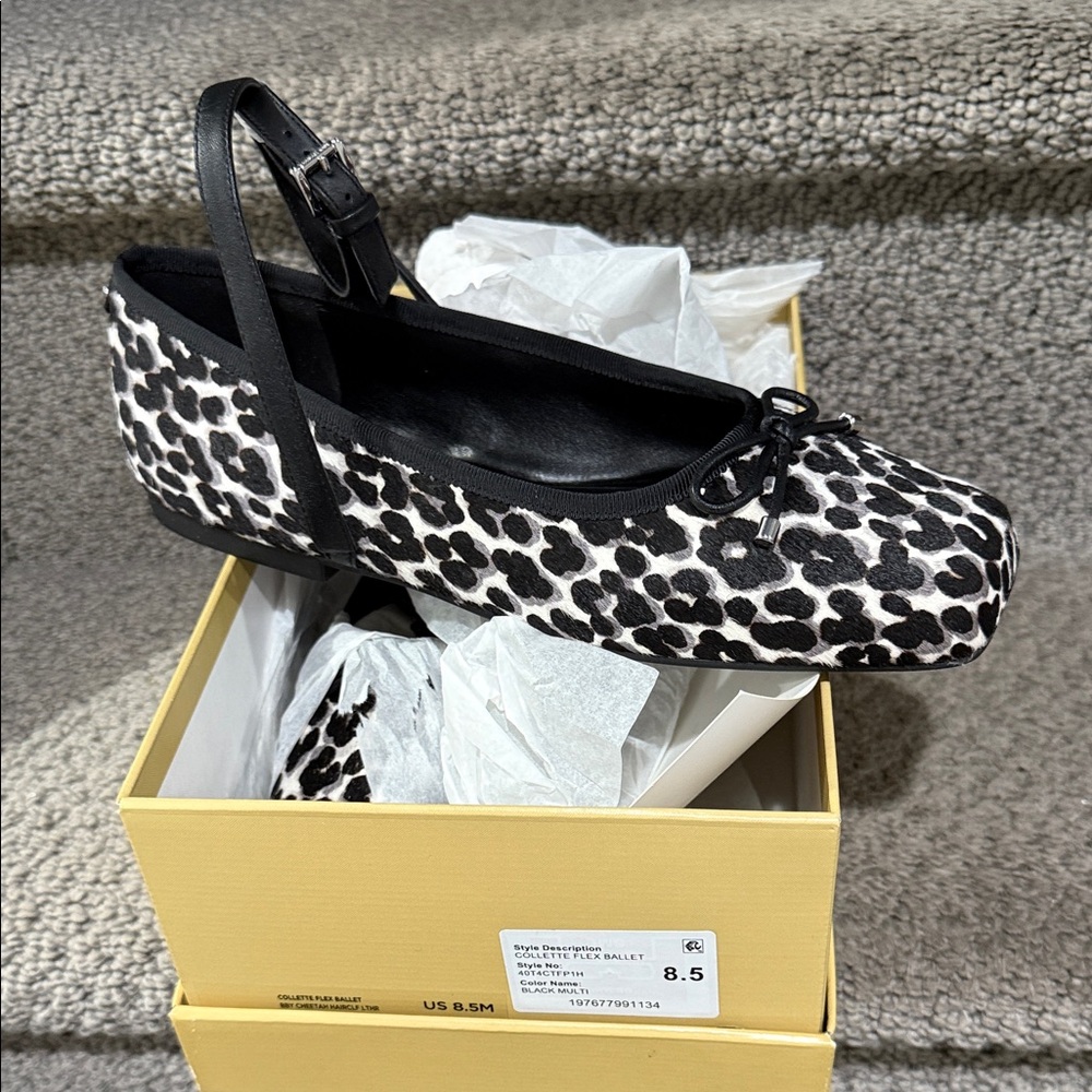 Michael Kors Black and White Animal Print Flats